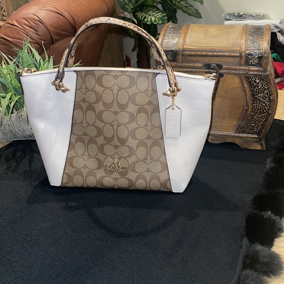 Coach Kacey Satchel In Colorblock Signature Canvas - Picture 5 of 12